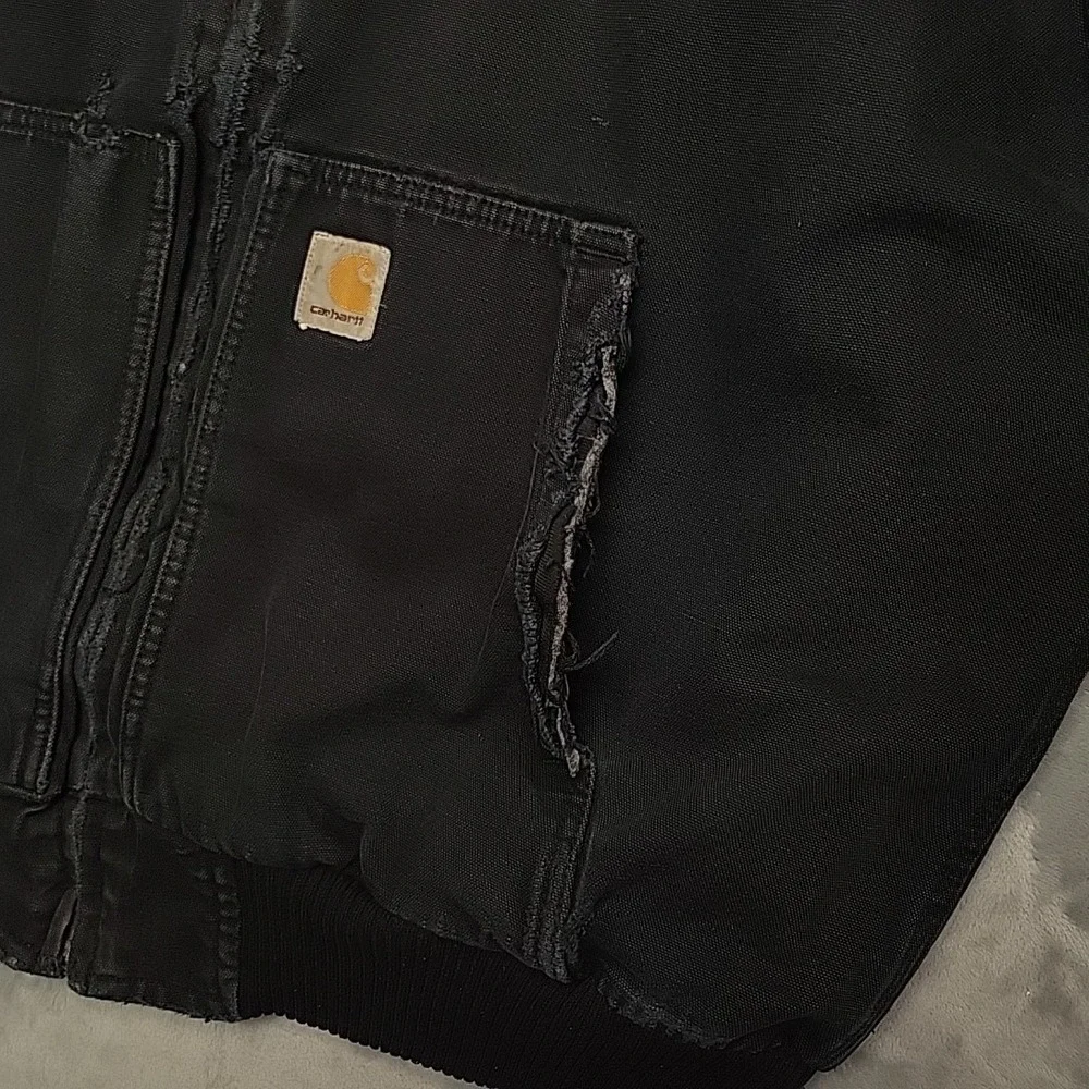 Carhartt  Active Jacket Men XL Black Canvas Insulated Workwear Distressed 104050